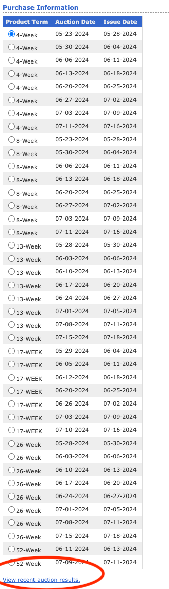 Buying ON Treasury Direct