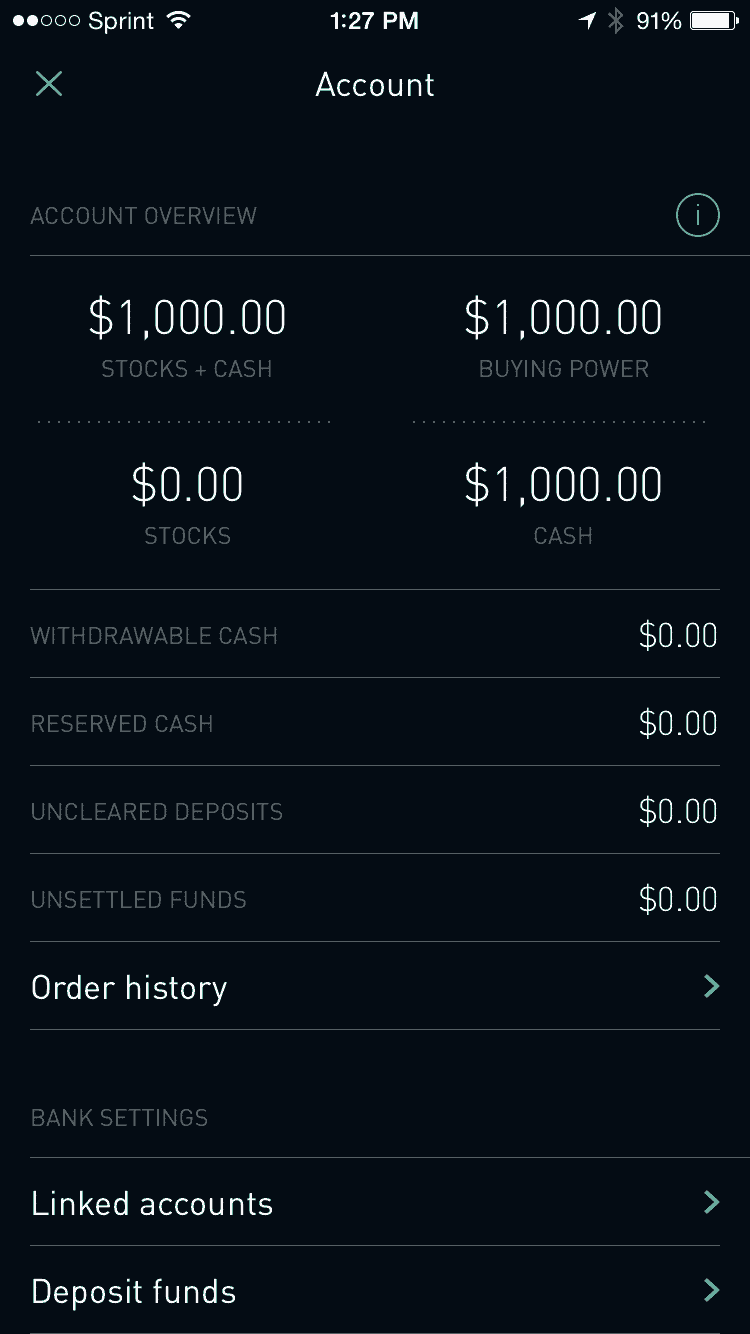 Best free investing apps: Robinhood app screenshot