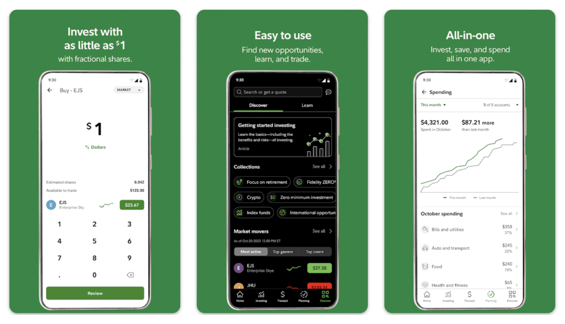 Fidelity mobile investment app interface