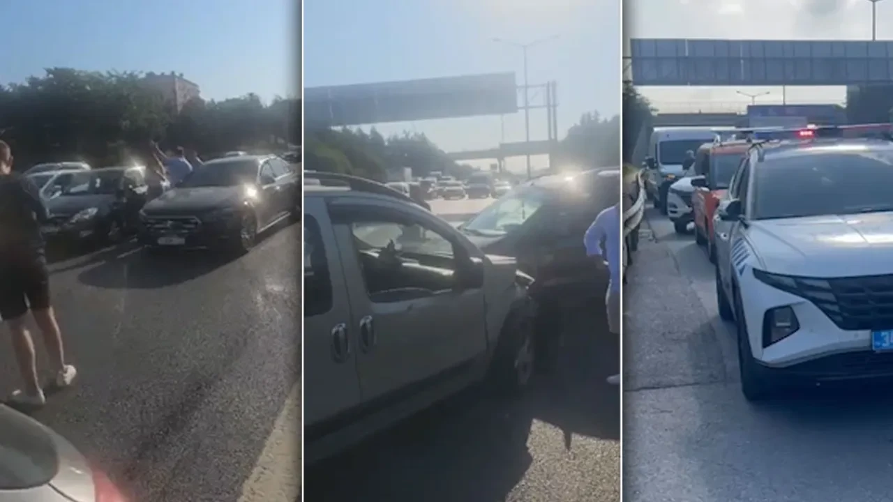 Panelvandan kopan parça 10 araçlı kazaya neden oldu! İstanbul TEM otoyolunda trafik durdu